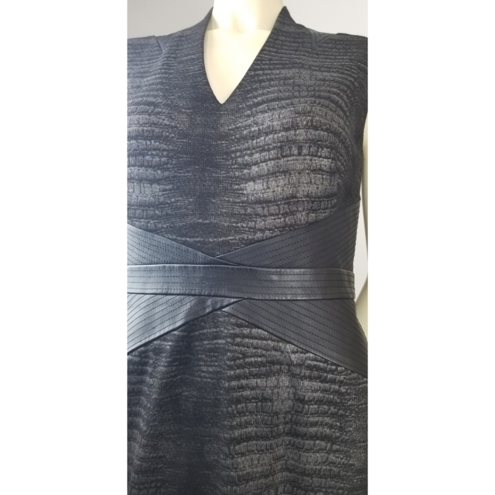 Ellen Tracy Black/Gray Vneck Cap Sleeves Dress, 6 - Picture 9 of 16